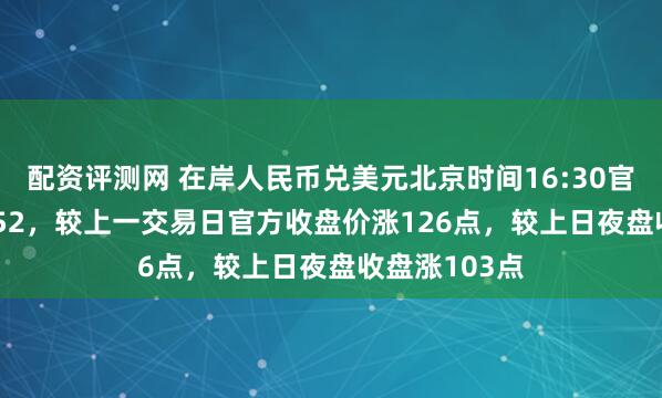配资评测网 在岸人民币兑美元北京时间16:30官方收报7.2252，较上一交易日官方收盘价涨126点，较上日夜盘收盘涨103点