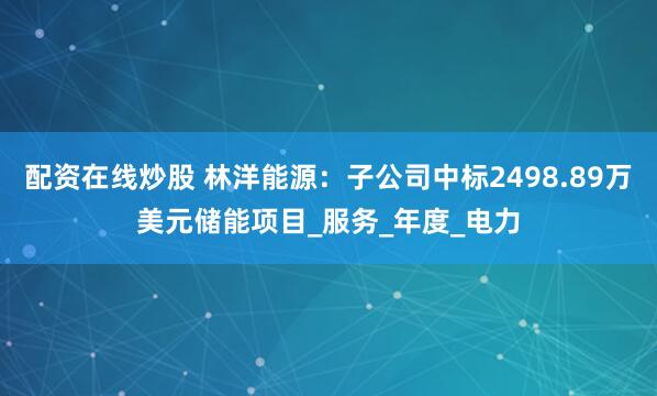 配资在线炒股 林洋能源：子公司中标2498.89万美元储能项目_服务_年度_电力